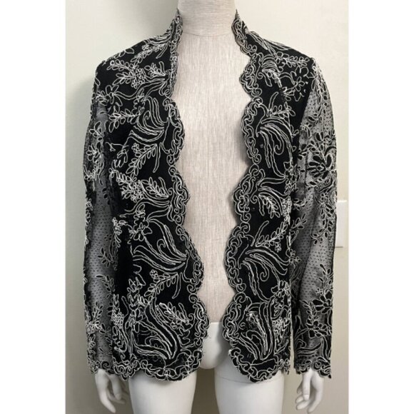 VICTOR COSTA GUIPURE SCALLOPED TRIM JACKET 14 XXL - Picture 4 of 9